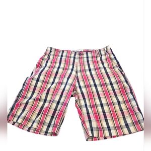 Aéropostale Men’s Plaid Shorts Size 38 – Red Blue Tan Check Casual Summer Shorts